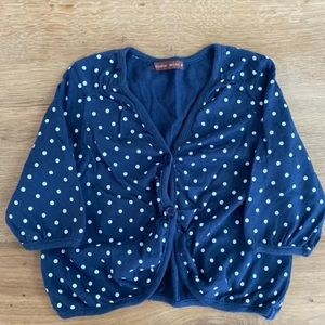 Navy Blue Polka dots print knit cardigan